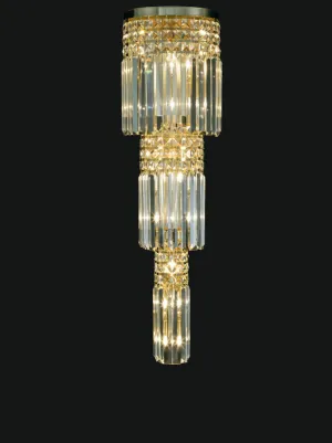 Luxury Gold Glam Crystal Wall Lamp with Tiered Prism Design and Glass Rod Detailing by Luxury Group International
