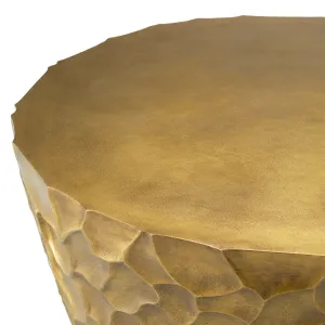 Luxury Gold Hammered Metal Round Coffee Table with Sculptural Base - Luxury Coffee Table Detail View by Luxury Group International