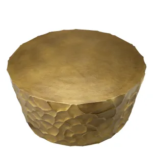 Luxury Gold Hammered Metal Round Coffee Table with Sculptural Base - Luxury Coffee Table Top View by Luxury Group International