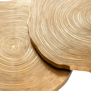 Luxury Gold Nesting Coffee Table Set of 2 with Black Sculptural Bases - Luxury Hotel Furniture Detail View by Luxury Group International