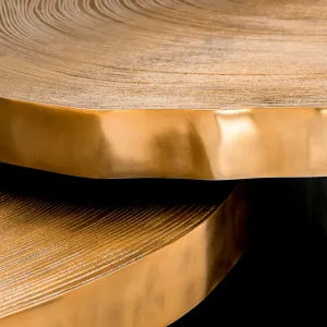 Luxury Gold Nesting Coffee Table Set of 2 with Black Sculptural Bases - Luxury Hotel Furniture Detail View by Luxury Group International