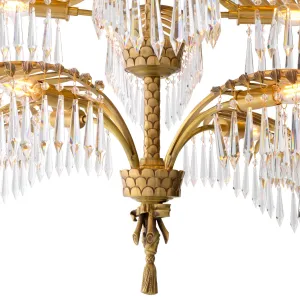 Lampadario di Cristallo a Foglia di Palma Oro di Lusso – Illuminazione di Design a Più Livelli Vista dettaglio di Luxury Group International