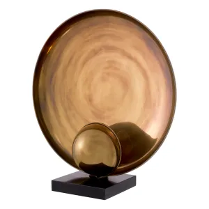 Lampe de Table Sphère Dorée de Luxe – Accent Lumineux Décoratif Sculptural Moderne Vue de face par Luxury Group International