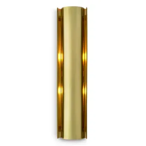 Luxus Goldene Röhren-Wandleuchte mit Skulpturaler Messing-Oberfläche Vorderansicht von Luxury Group International