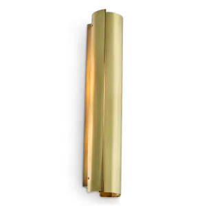 Luxus Goldene Röhren-Wandleuchte mit Skulpturaler Messing-Oberfläche Vorderansicht von Luxury Group International