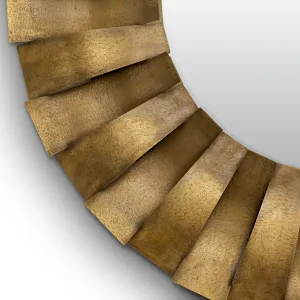 Luxury Golden Round Sunburst Wall Mirror with Sculptural Metal Frame - Luxury Hotel Furniture Detail View by Luxury Group International