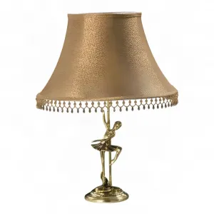 Luxury Golden Bronze Ballerina Table Lamp with Beaded Bell Shade - Luxury Table Lamp Front View by Luxury Group International