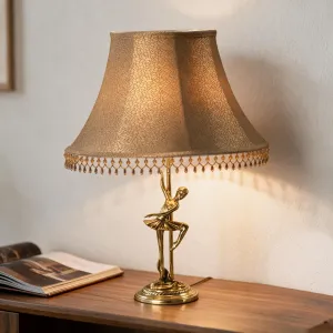Luxury Golden Bronze Ballerina Table Lamp with Beaded Bell Shade - Luxury Table Lamp Lifestyle View by Luxury Group International
