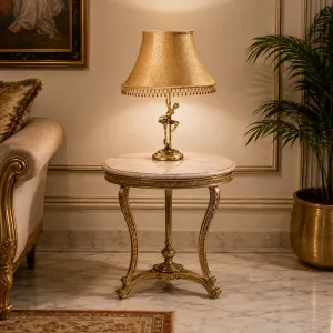 Luxury Golden Bronze Ballerina Table Lamp with Beaded Bell Shade - Luxury Table Lamp Lifestyle View by Luxury Group International