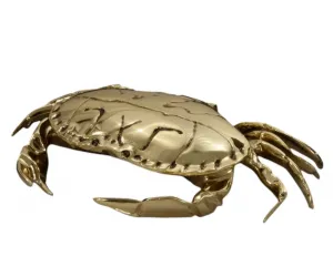 Luxury Golden Bronze Crab Sculpture with Textured Shell and Sculpted Claws - Luxury Bronze Figure Front View by Luxury Group International