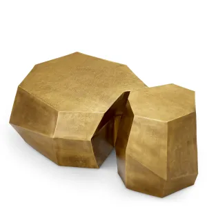 Luxury Golden Geometric Coffee Table Set of 2 with Faceted Sculptural Design - Luxury Hotel Funiture Front View by Luxury Group International