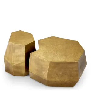 Luxury Golden Geometric Coffee Table Set of 2 with Faceted Sculptural Design - Luxury Hotel Funiture Front View by Luxury Group International