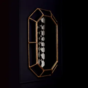 Luxury Golden Geometric Wall Mirror with Open Sculptural Frame – 126.5 cm - Luxury Hotel Furniture Lifestyle View by Luxury Group International