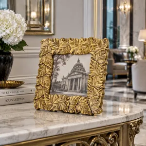 Luxury Golden Leaf Decorative Photo Frame with Botanical Carved Border - Luxury Hotel Furniture Lifestyle View by Luxury Group International