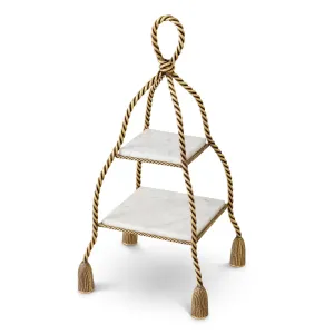 Luxus Goldener Seil-Displayständer mit Marmorböden – 62 cm - Luxus Hotelmöbel Vorderansicht von Luxury Group International