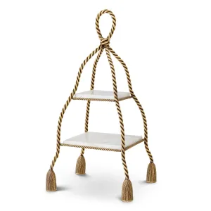 Luxus Goldener Seil-Displayständer mit Marmorböden – 62 cm - Luxus Hotelmöbel Vorderansicht von Luxury Group International