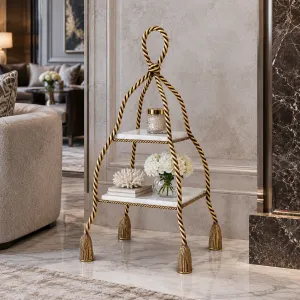 Luxus Goldener Seil-Displayständer mit Marmorböden – 62 cm - Luxus Hotelmöbel Lifestyle-Ansicht von Luxury Group International