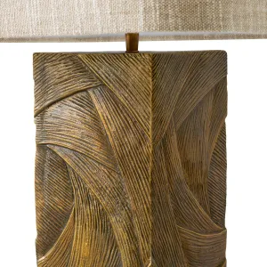 Luxury Golden Textured Ceramic Table Lamp with Linen Shade - Luxury Hotel Furniture Detail View by Luxury Group International