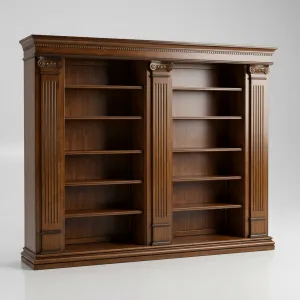 Luxury Grand Baroque Open Display Shelve Cabinet with Architectural Column Detailing Front View by Luxury Group International