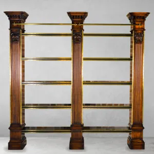 Luxury Grand Wooden Open Shelve with Carved Fluted Columns - Luxury Shelve Front View by Luxury Group International