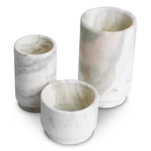 Ensemble de 3 Porte-Bougies Chauffe-Plat en Onyx Vert de Luxe – Décorations Élégantes Vue de côté par Luxury Group International