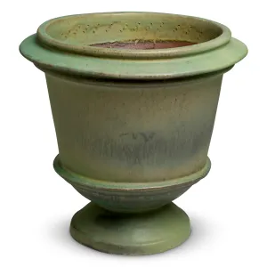 Macetero de Jardín de Pedestal con Pátina Verde de Lujo y Diseño de Borde en Capas Vista lateral por Luxury Group International