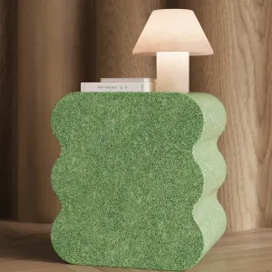 Luxury Green Sculptural Concrete Nightstand for Contemporary Bedrooms Front View by Luxury Group International