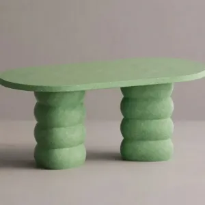 Luxury Green Sculptural Oval Dining Table for Modern Designer Interiors by Luxury Group International