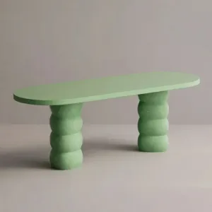 Luxury Green Sculptural Oval Dining Table for Modern Designer Interiors by Luxury Group International