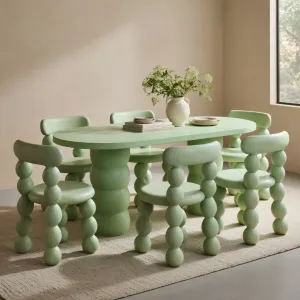 Luxury Green Sculptural Oval Dining Table for Modern Designer Interiors Lifestyle View by Luxury Group International