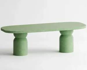 Luxury Green Sculptural Oval Pedestal Table for Indoor and Outdoor Living by Luxury Group International