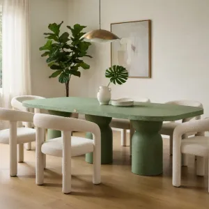 Luxury Green Sculptural Oval Pedestal Table for Indoor and Outdoor Living Lifestyle View by Luxury Group International