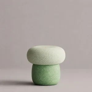 Luxus Grüner Polsterhocker mit Skulpturalem Steinfuß von Luxury Group International