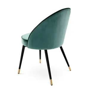 Ensemble de 2 Chaises de Salle à Manger Luxueuses Vertes avec Pieds Métalliques Noirs et Dorés - Mobilier de Luxe pour Hôtels Vue de dos par Luxury Group International