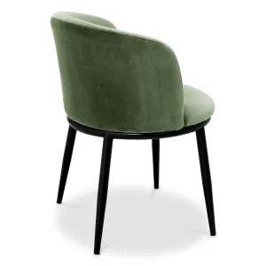 Juego de 2 Sillas de Comedor Tapizadas en Verde de Lujo con Patas de Metal Negro - Mobiliario de Hotel de Lujo Vista trasera por Luxury Group International