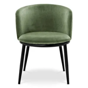 Juego de 2 Sillas de Comedor Tapizadas en Verde de Lujo con Patas de Metal Negro - Mobiliario de Hotel de Lujo Vista frontal por Luxury Group International