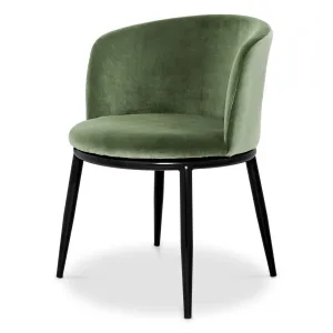 Juego de 2 Sillas de Comedor Tapizadas en Verde de Lujo con Patas de Metal Negro - Mobiliario de Hotel de Lujo Vista frontal por Luxury Group International