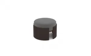 Luxury Grey Round Stool Ø 45 cm with Dark Brown Wooden Base Front View by Luxury Group International