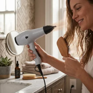Luxury Hair Dryer with Dual Speed Control & Removable Air Filter Lifestyle View by Luxury Group International