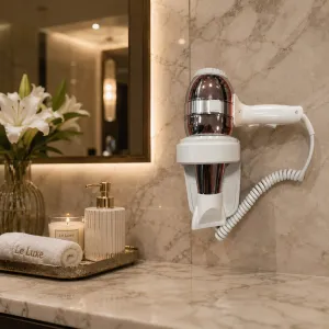 Luxury Hair Dryer with Integrated Shaver Socket & Stainless Steel Body Lifestyle View by Luxury Group International