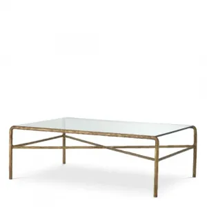 Table basse en verre transparent à texture martelée de luxe Vue de face par Luxury Group International