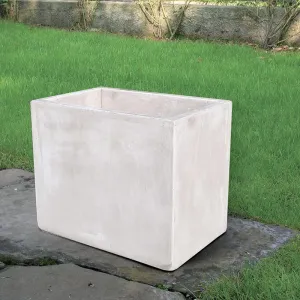 Luxury Hand-Finished Rectangular Carrara Marble Granule Garden Planter - Luxury Planters Front View by Luxury Group International