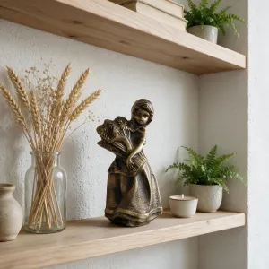 Luxus Erntejungfrau Bronze Skulptur mit Weizenbündel – Luxus Bronzefigur Lifestyle-Ansicht von Luxury Group International