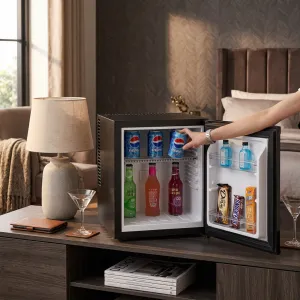 Luxury Hotel Mini Bar Refrigerator with Zero-Noise Cooling Technology - 30 Litre Lifestyle View by Luxury Group International