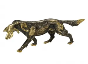 Escultura de Bronce de Perro de Caza de Lujo con Ave de Caza en Dos Acabados por Luxury Group International