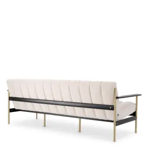 Luxury Ivory Channel-Tufted Sofa with Black Wood & Brass Frame - Luxury Hotel Furniture Back View by Luxury Group International