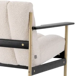 Luxury Ivory Channel-Tufted Sofa with Black Wood & Brass Frame - Luxury Hotel Furniture Detail View by Luxury Group International