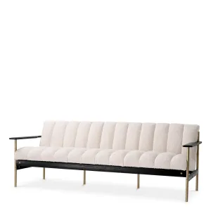 Luxury Ivory Channel-Tufted Sofa with Black Wood & Brass Frame - Luxury Hotel Furniture Front View by Luxury Group International