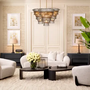 Luxus Elfenbeinfarbenes Designer-Sofa mit geschwungener Form für moderne Wohnzimmer Lifestyle-Ansicht von Luxury Group International