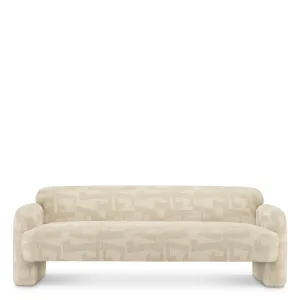 Luxus Elfenbeinfarbenes Sofa mit geometrischem Muster für zeitgenössische Wohnzimmer Vorderansicht von Luxury Group International